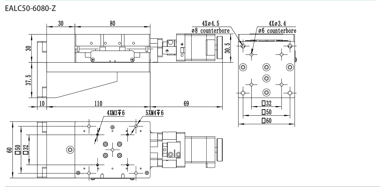 电动直线滑台 EALC50-6080-Z 尺寸图
