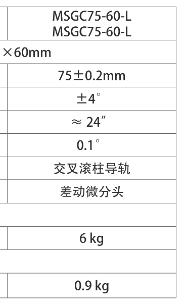手动摆动滑台 MSGC75-60-L 尺寸图