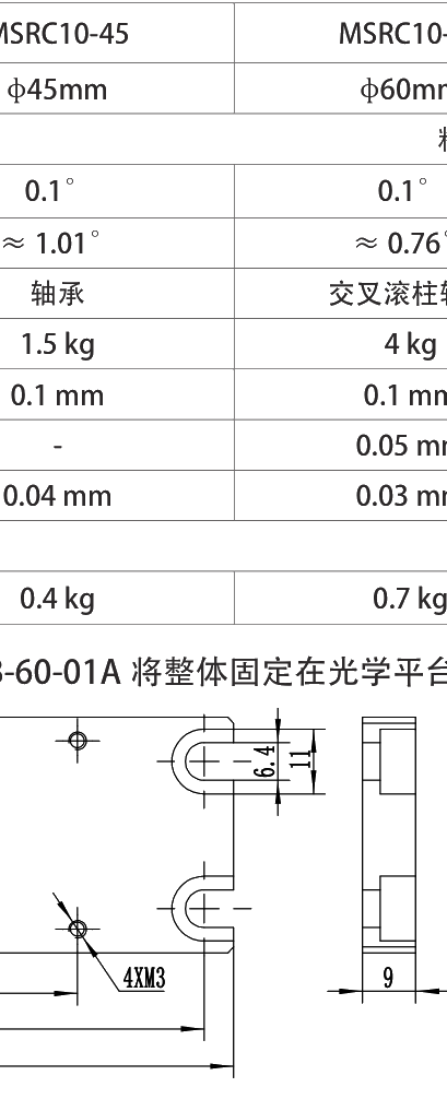 手动旋转滑台 MSRC10-60 尺寸图