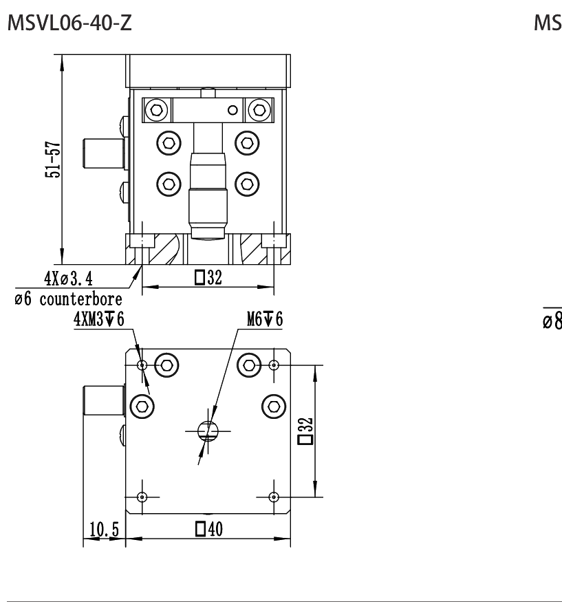 不锈钢手动升降台 MSVL06-40-Z 尺寸图