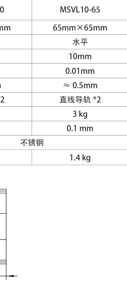 不锈钢手动升降台 MSVL10-65 尺寸图